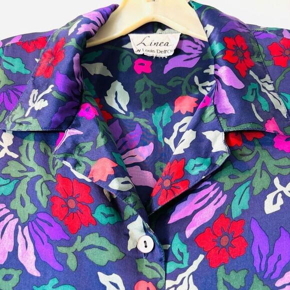 Línea by Louis Dell’Olio floral multi silk blouse estimated size L - Picture 2 of 9